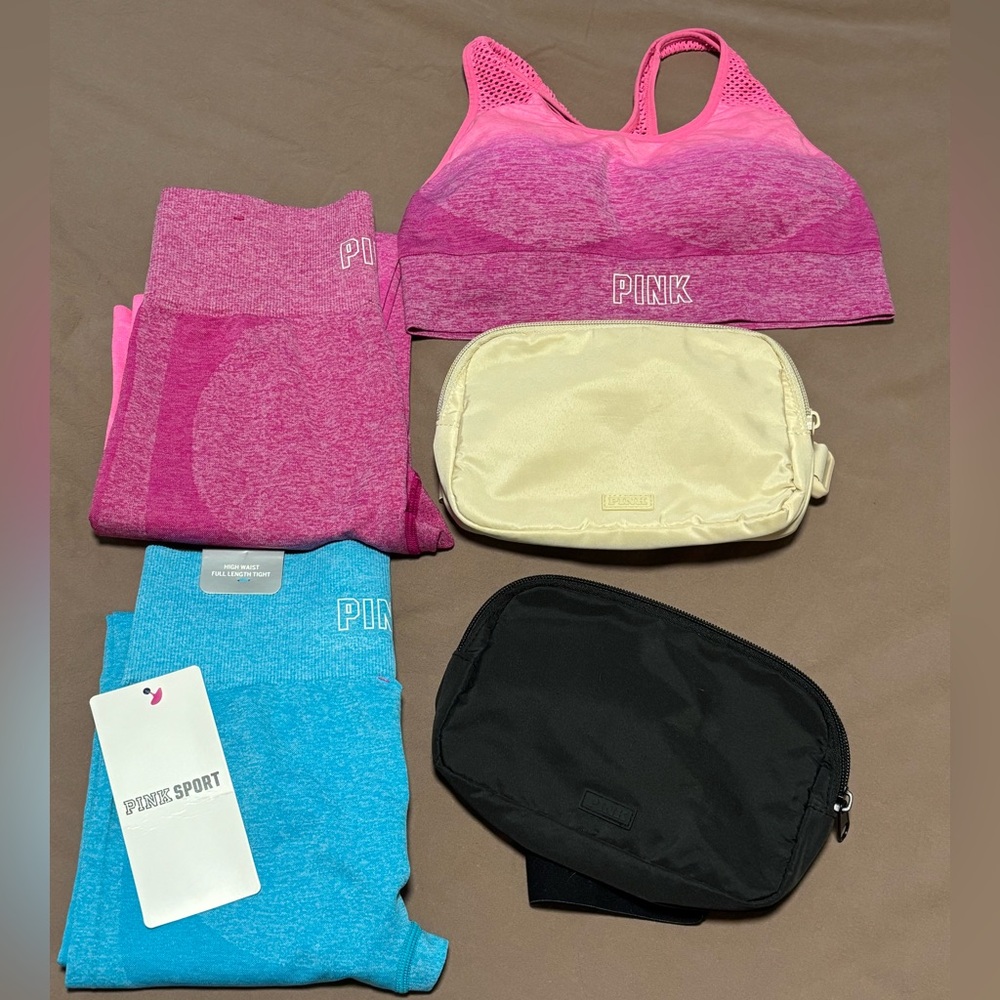 PINK Victoria's Secret Blue Seamless Workout Tights